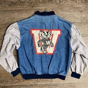 90s Vintage Retro Wisconsin Badgers Denim Jacket
